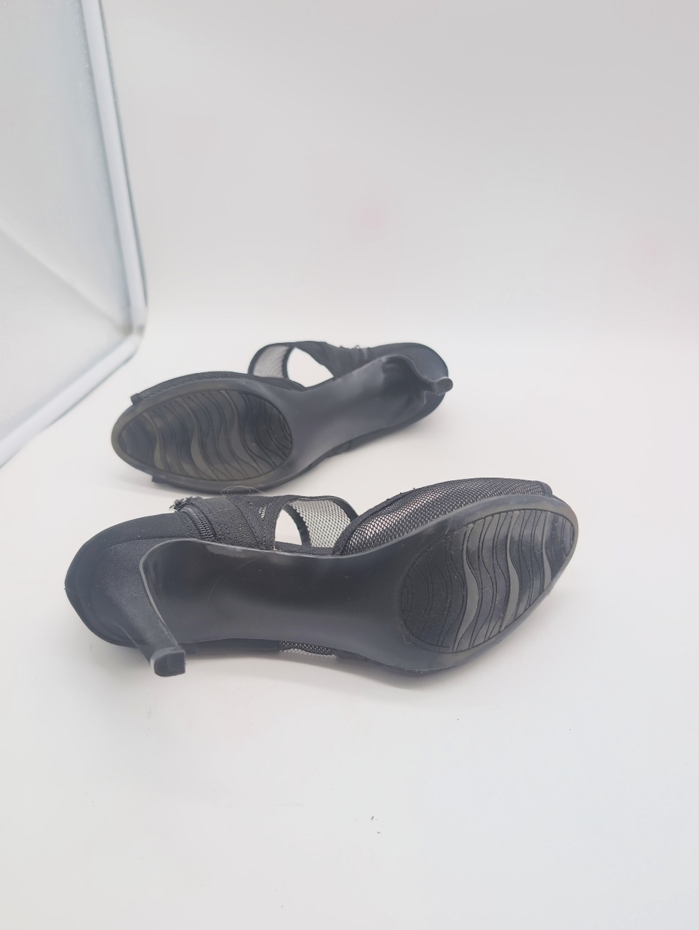 Dress Barn Trishia Sz 8.5 Women's Black Mesh Peep-Toe High Heels - Picture 7 of 8